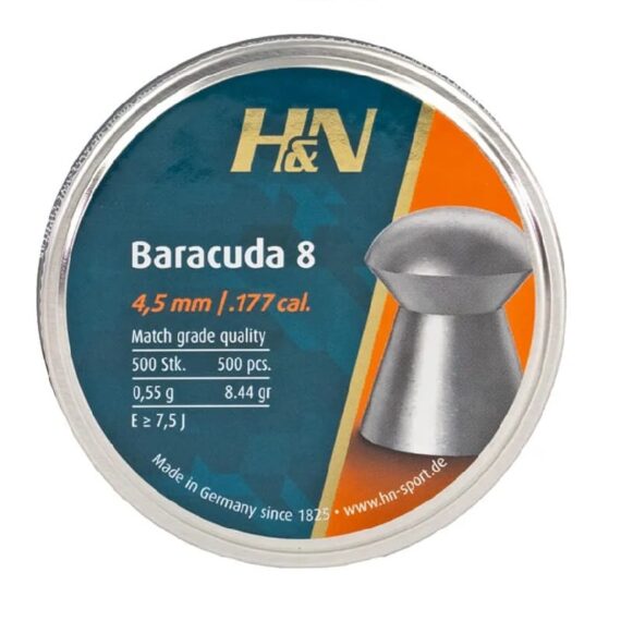 H&N Baracuda 8 4.5 mm .177 Cal. Pellets Approx. Tin of 500