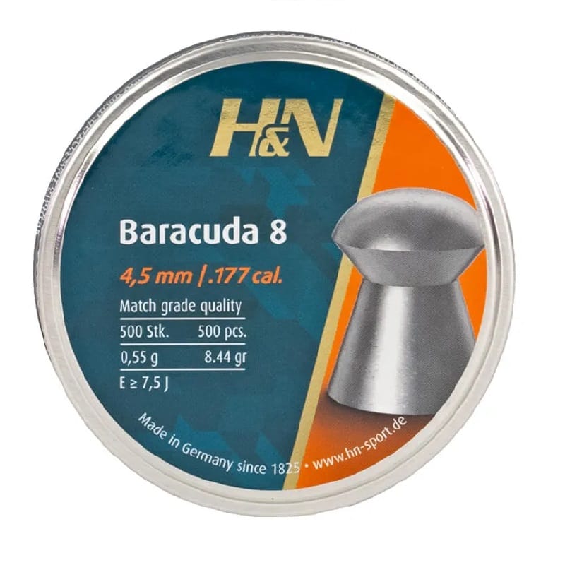 H&N Baracuda 8 4.5 mm .177 Cal. Pellets Approx. Tin of 500