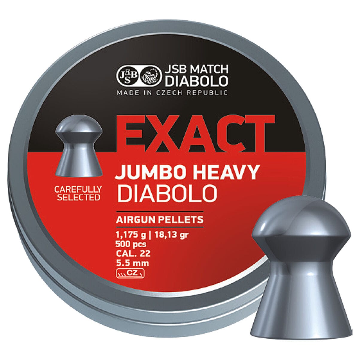 JSB Exact Jumbo Heavy Diabolo (5.52mm) .22 Pellets Approx. Tin of 500