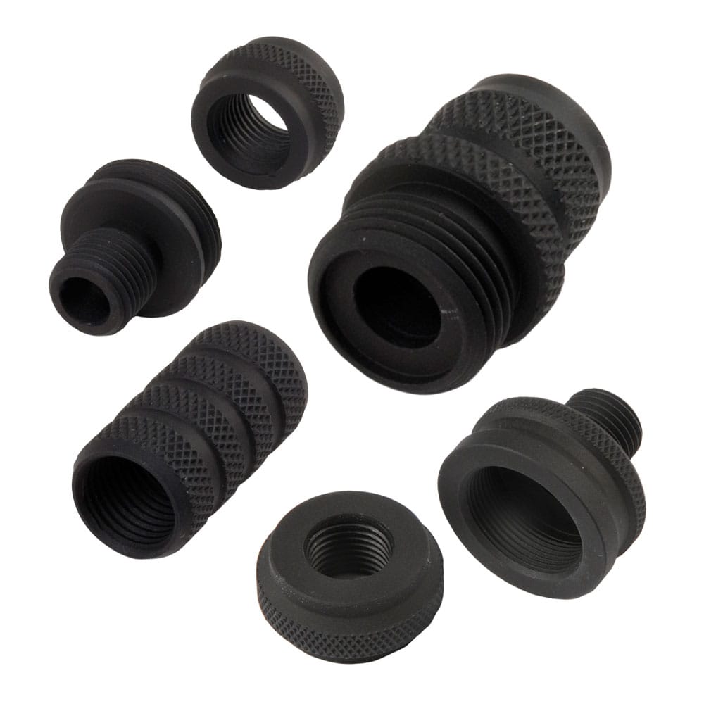 1/2" UNF male/male 18mm Diameter Body Screw in Silencer Adaptor. Suits Air Arms S510/S410 Extra